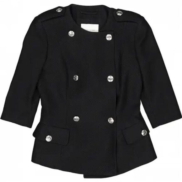 Pierre Balmain Women's Black Double-Breasted Military Blazer Size 38 - Picture 1 of 12